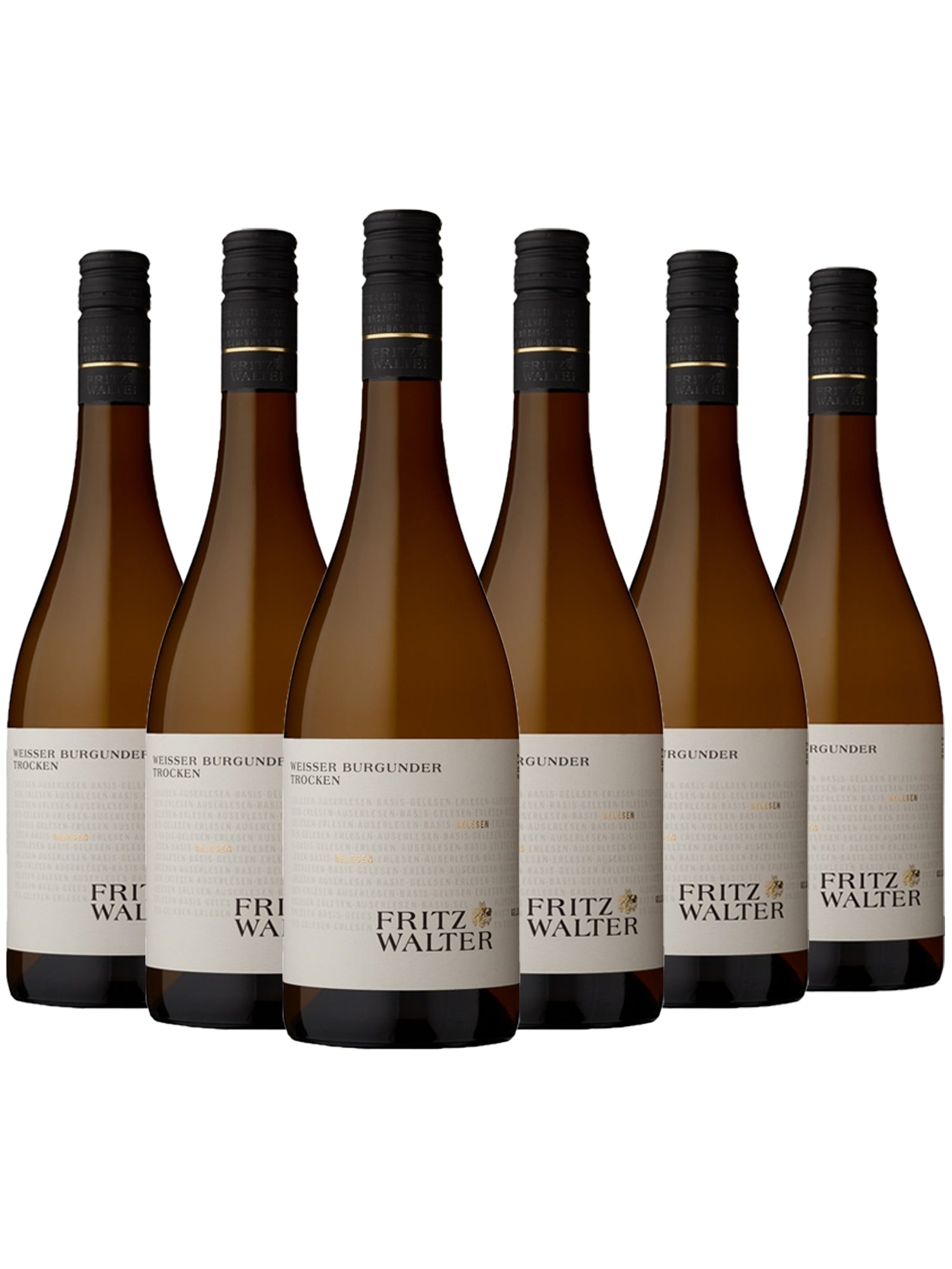6 Flaschen Weisser Burgunder - Gelesen - Fritz Walter -